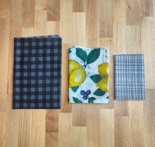 Load image into Gallery viewer, Lemon Beeswax Wraps – Set of 3 (Small & Medium & Large)