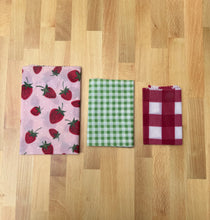Load image into Gallery viewer, Strawberry Beeswax Wraps – Set of 3 (Small & Medium & Large)