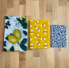 Load image into Gallery viewer, Blueberry Beeswax Wraps – Set of 3 (Small & Medium & Large)