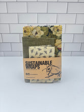 Load image into Gallery viewer, Sustainable Beeswax Wraps ,Set of 3- Green Bee Set